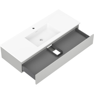 Mexen Rivel szafka łazienkowa 120 cm z umywalką Otis, 1 szuflada, ryflowana , szara mat/biała mat - 91A20-12023-1-BF62-W18M01