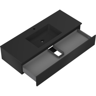 Mexen Rivel szafka łazienkowa 120 cm z umywalką Otis, 1 szuflada, ryflowana , czarna mat - 91A20-12023-1-BF71-W18M71