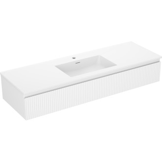 Koupelnová skříňka Mexen Rivel 140 cm s umyvadlem Otis, 1 zásuvka, drážkovaná, matná bílá - 91A20-14023-1-BF01-W18M01