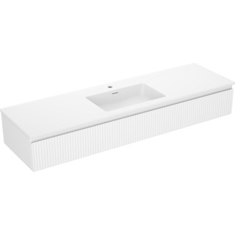 Koupelnová skříňka Mexen Rivel 160 cm s umyvadlem Otis, 1 zásuvka, drážkovaná, matná bílá - 91A20-16023-1-BF01-W18M01
