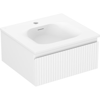 Koupelnová skříňka Mexen Rivel 50 cm s umyvadlem Vela, 1 zásuvka, drážkovaná, matná bílá - 91A20-05023-1-BF01-W23M01