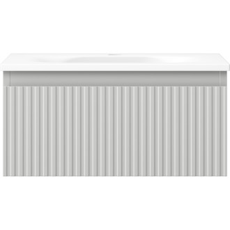 Koupelnová skříňka Mexen Rivel 50 cm s umyvadlem Vela, 1 zásuvka, drážkovaná, matně šedá/matně bílá - 91A20-05023-1-BF62-W23M01