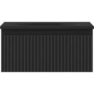 Mexen Rivel szafka łazienkowa 50 cm z umywalką Vela, 1 szuflada, ryflowana , czarna mat - 91A20-05023-1-BF71-W23M71