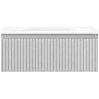 Koupelnová skříňka Mexen Rivel 60 cm s umyvadlem Vela, 1 zásuvka, drážkovaná, matně šedá/matně bílá - 91A20-06023-1-BF62-W23M01