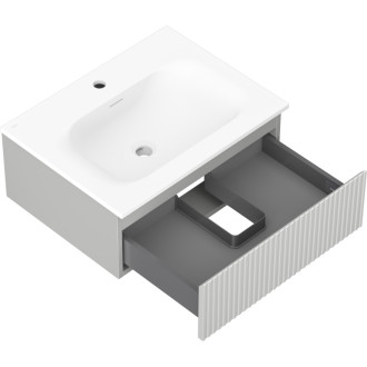 Koupelnová skříňka Mexen Rivel 60 cm s umyvadlem Vela, 1 zásuvka, drážkovaná, matně šedá/matně bílá - 91A20-06023-1-BF62-W23M01