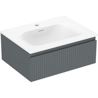 Koupelnová skříňka Mexen Rivel 60 cm s umyvadlem Vela, 1 zásuvka, drážkovaná, grafit matný/bílá matná - 91A20-06023-1-BF66-W23M01