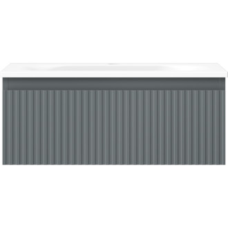 Koupelnová skříňka Mexen Rivel 60 cm s umyvadlem Vela, 1 zásuvka, drážkovaná, grafit matný/bílá matná - 91A20-06023-1-BF66-W23M01