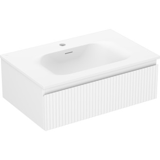Koupelnová skříňka Mexen Rivel 70 cm s umyvadlem Vela, 1 zásuvka, drážkovaná, matná bílá - 91A20-07023-1-BF01-W23M01
