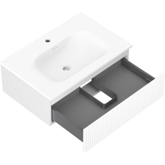 Koupelnová skříňka Mexen Rivel 70 cm s umyvadlem Vela, 1 zásuvka, drážkovaná, matná bílá - 91A20-07023-1-BF01-W23M01