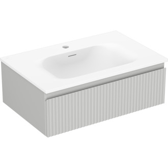 Koupelnová skříňka Mexen Rivel 70 cm s umyvadlem Vela, 1 zásuvka, drážkovaná, matně šedá/matně bílá - 91A20-07023-1-BF62-W23M01
