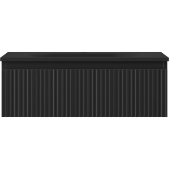 Koupelnová skříňka Mexen Rivel 70 cm s umyvadlem Vela, 1 zásuvka, drážkovaná, matná černá - 91A20-07023-1-BF71-W23M71