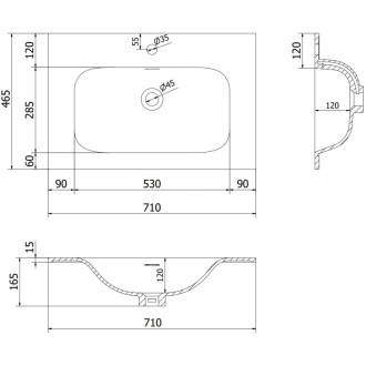 Koupelnová skříňka Mexen Rivel 70 cm s umyvadlem Vela, 1 zásuvka, drážkovaná, matná černá - 91A20-07023-1-BF71-W23M71