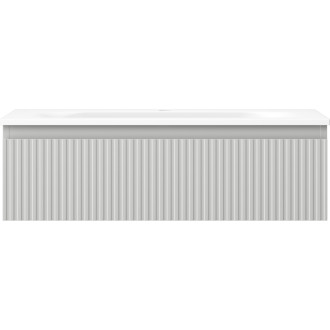 Koupelnová skříňka Mexen Rivel 80 cm s umyvadlem Vela, 1 zásuvka, drážkovaná, matně šedá/matně bílá - 91A20-08023-1-BF62-W23M01