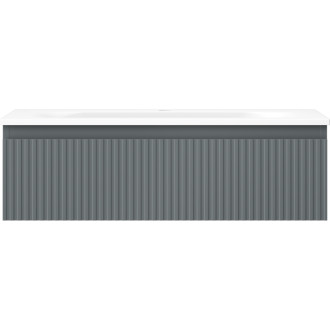 Koupelnová skříňka Mexen Rivel 80 cm s umyvadlem Vela, 1 zásuvka, drážkovaná, grafit matný/bílá matná - 91A20-08023-1-BF66-W23M01