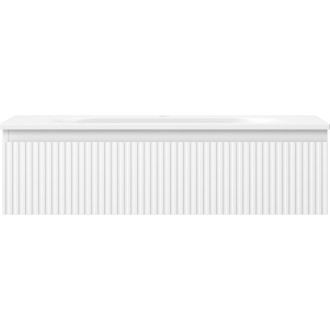 Koupelnová skříňka Mexen Rivel 90 cm s umyvadlem Vela, 1 zásuvka, drážkovaná, matná bílá - 91A20-09023-1-BF01-W23M01