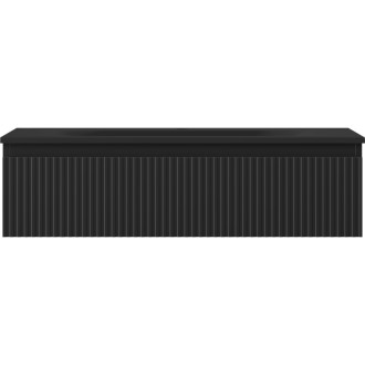 Koupelnová skříňka Mexen Rivel 90 cm s umyvadlem Vela, 1 zásuvka, drážkovaná, matná černá - 91A20-09023-1-BF71-W23M71