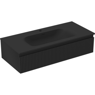 Koupelnová skříňka Mexen Rivel 100 cm s umyvadlem Vela, 1 zásuvka, drážkovaná, matná černá - 91A20-10023-1-BF71-W23M71