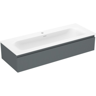 Koupelnová skříňka Mexen Rivel 120 cm s umyvadlem Vela, 1 zásuvka, drážkovaná, grafit matný/bílá matná - 91A20-12023-1-BF66-W23M0