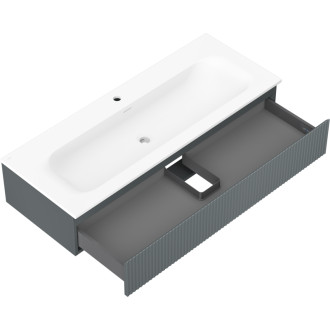 Koupelnová skříňka Mexen Rivel 120 cm s umyvadlem Vela, 1 zásuvka, drážkovaná, grafit matný/bílá matná - 91A20-12023-1-BF66-W23M0