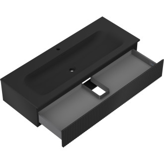 Mexen Rivel szafka łazienkowa 120 cm z umywalką Vela, 1 szuflada, ryflowana , czarna mat - 91A20-12023-1-BF71-W23M71