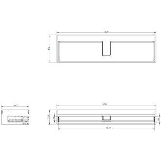 Koupelnová skříňka Mexen Rivel 140 cm s umyvadlem Vela, 1 zásuvka, drážkovaná, matně šedá/matně bílá - 91A20-16023-1-BF62-W23M01