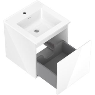 Koupelnová skříňka Mexen Orio 45 cm s umyvadlem Otis, 1 zásuvka, lesklá bílá - 91A10-04547-1-BF00-W18M00