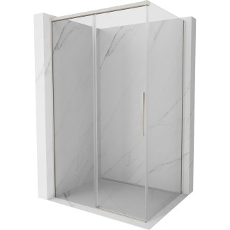 Posuvný sprchový kout Mexen Rox 140 x 100 cm, průhledný, kartáčovaný nikl - 8C2-140-100-97-00