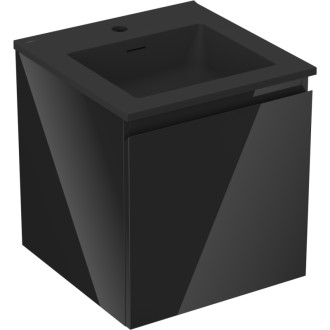 Koupelnová skříňka Mexen Orio 45 cm s umyvadlem Otis, 1 zásuvka, lesklá černá/matná černá - 91A10-04547-1-BF70-W18M71