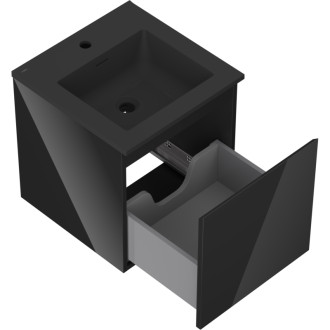 Mexen Orio szafka łazienkowa 45 cm z umywalką Otis, 1 szuflada, czarna połysk/czarna mat - 91A10-04547-1-BF70-W18M71