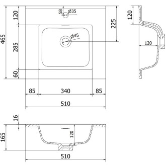 Koupelnová skříňka Mexen Orio 50 cm s umyvadlem Otis, 1 zásuvka, matný grafit/matná bílá - 91A10-05047-1-BF66-W18M01