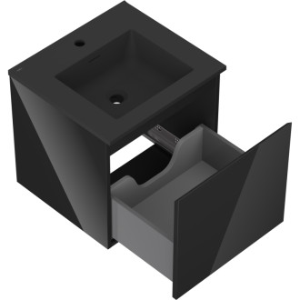 Mexen Orio szafka łazienkowa 50 cm z umywalką Otis, 1 szuflada, czarna połysk/czarna mat - 91A10-05047-1-BF70-W18M71