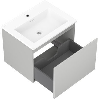 Koupelnová skříňka Mexen Orio 60 cm s umyvadlem Otis, 1 zásuvka, matná šedá/matná bílá - 91A10-06047-1-BF62-W18M01