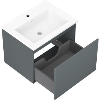 Koupelnová skříňka Mexen Orio 60 cm s umyvadlem Otis, 1 zásuvka, matný grafit/matná bílá - 91A10-06047-1-BF66-W18M01