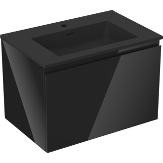 Koupelnová skříňka Mexen Orio 70 cm s umyvadlem Otis, 1 zásuvka, lesklá černá/matná černá - 91A10-07047-1-BF70-W18M71
