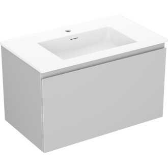 Koupelnová skříňka Mexen Orio 80 cm s umyvadlem Otis, 1 zásuvka, matně šedá/matně bílá - 91A10-08047-1-BF62-W18M01