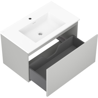 Koupelnová skříňka Mexen Orio 80 cm s umyvadlem Otis, 1 zásuvka, matně šedá/matně bílá - 91A10-08047-1-BF62-W18M01