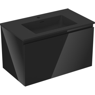Koupelnová skříňka Mexen Orio 80 cm s umyvadlem Otis, 1 zásuvka, lesklá černá/matná černá - 91A10-08047-1-BF70-W18M71