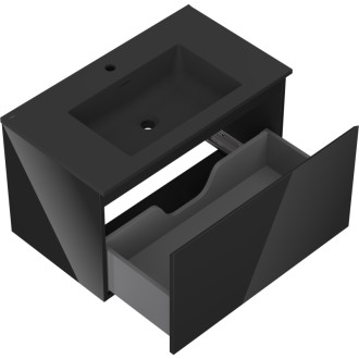 Mexen Orio szafka łazienkowa 80 cm z umywalką Otis, 1 szuflada, czarna połysk/czarna mat - 91A10-08047-1-BF70-W18M71