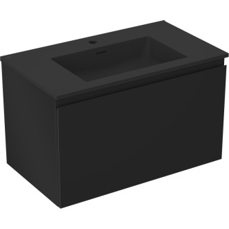 Koupelnová skříňka Mexen Orio 80 cm s umyvadlem Otis, 1 zásuvka, matná černá - 91A10-08047-1-BF71-W18M71