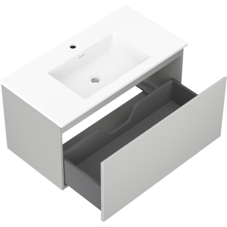 Koupelnová skříňka Mexen Orio 90 cm s umyvadlem Otis, 1 zásuvka, matně šedá/matně bílá - 91A10-09047-1-BF62-W18M01