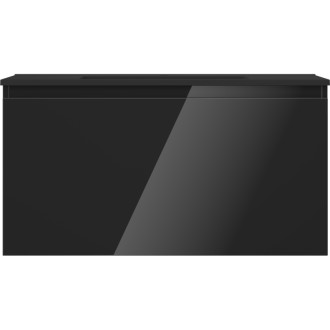 Mexen Orio szafka łazienkowa 90 cm z umywalką Otis, 1 szuflada, czarna połysk/czarna mat - 91A10-09047-1-BF70-W18M71
