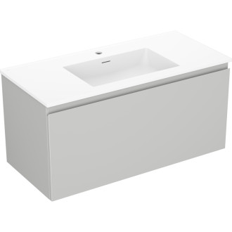 Koupelnová skříňka Mexen Orio 100 cm s umyvadlem Otis, 1 zásuvka, matná šedá/matná bílá - 91A10-10047-1-BF62-W18M01