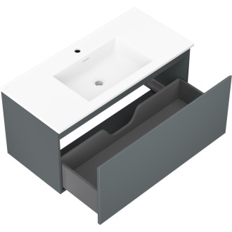 Koupelnová skříňka Mexen Orio 100 cm s umyvadlem Otis, 1 zásuvka, matný grafit/matná bílá - 91A10-10047-1-BF66-W18M01