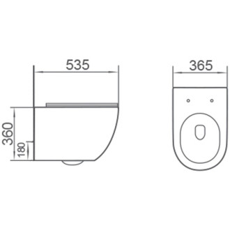 WC mísa Mexen Lena Rimless Tornado s úzkým sedátkem s tlumeným dovíráním, duroplast, lesklá bílá - 3022L4000T