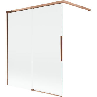 Mexen Rox 2dílná posuvná vanová zástěna 140 x 150 cm, průhledná, růžové zlato - 8C9-140-003-60-00