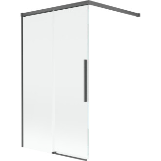 Mexen Rox 2dílná posuvná vanová zástěna 100 x 150 cm, průhledná, kartáčovaná pistolově šedá - 8C9-100-003-66-00