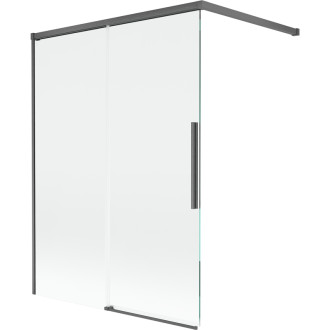 Mexen Rox 2-křídlá posuvná vanová zástěna 120 x 150 cm, průhledná, kartáčovaná pistolově šedá - 8C9-100-003-66-00