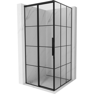 Mexen Rox posuvný sprchový kout levý 95 x 95 cm, černý rošt, černá - 8C2-095-095-70-77-L