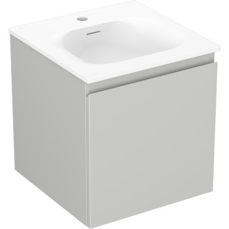 Koupelnová skříňka Mexen Orio 45 cm s umyvadlem Vela, 1 zásuvka, matně šedá/matně bílá - 91A10-04547-1-BF62-W23M01