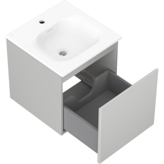 Koupelnová skříňka Mexen Orio 45 cm s umyvadlem Vela, 1 zásuvka, matně šedá/matně bílá - 91A10-04547-1-BF62-W23M01